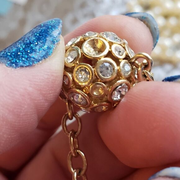 J.Crew Necklace, Gold Tone with Diamond Ball Detail - Picture 6 of 7